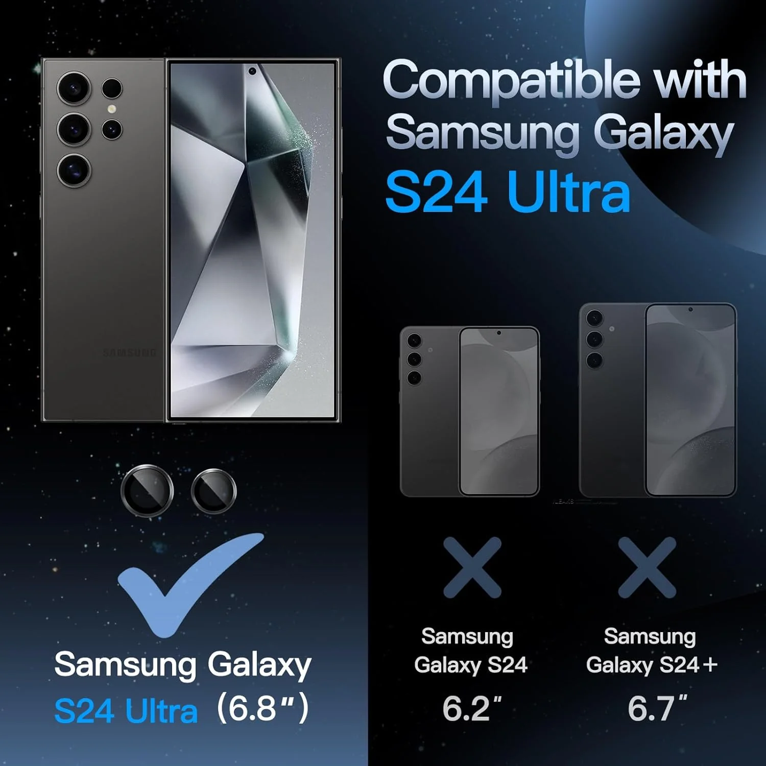 PROTECT  Samsung S24 Ultra Xzoom Lens Protector, Sapphire Glass, Alloy Material, Ultra Clear, Premium Finish, Black, XSMS24UBLK - Image 2