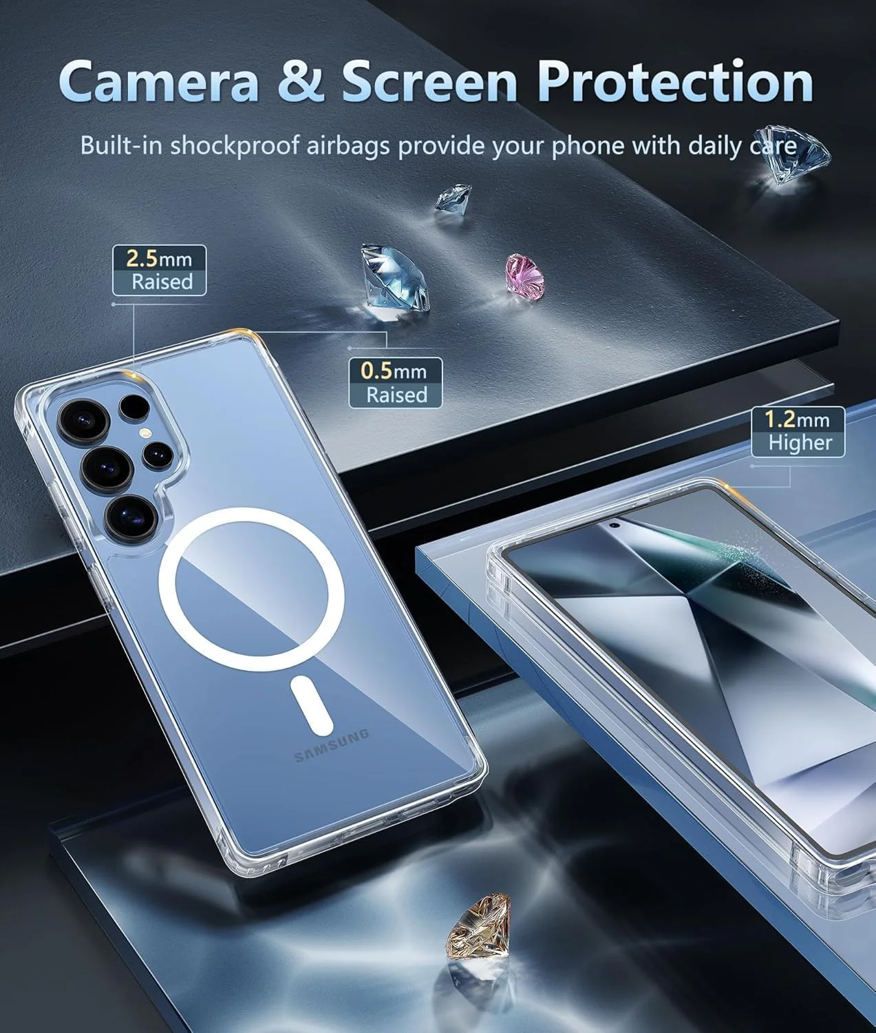 PROTECT Samsung S25 Ultra Magnetic Phone Case, Anti Scratch, Transparent, Protective, Clear, MSAMS25U - Image 2
