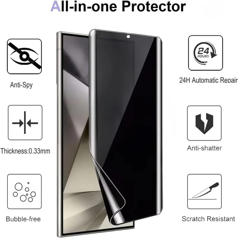 PROTECT Samsung S25 Ultra Privacy Screen Protector, 9D Tempered Glass, Anti Scratch, Matte , Black, PSMS25U - Image 2