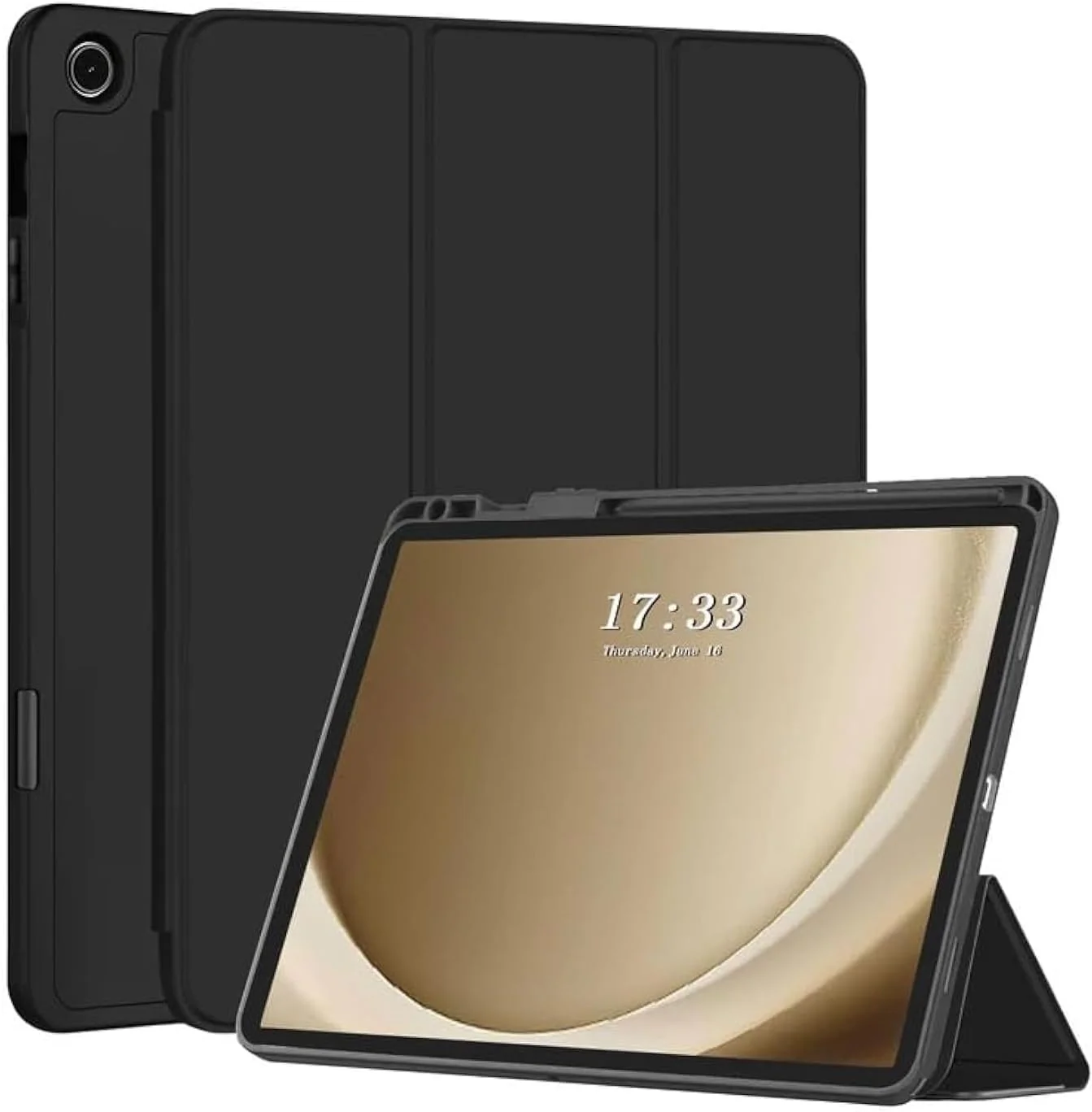 PROTECT  Samsung Tab A9 Protective Tablet Cover, Silcon, Trifold Stand , Auto Wakeup Sleep, Pen Slot, Black, PSTA9BLK