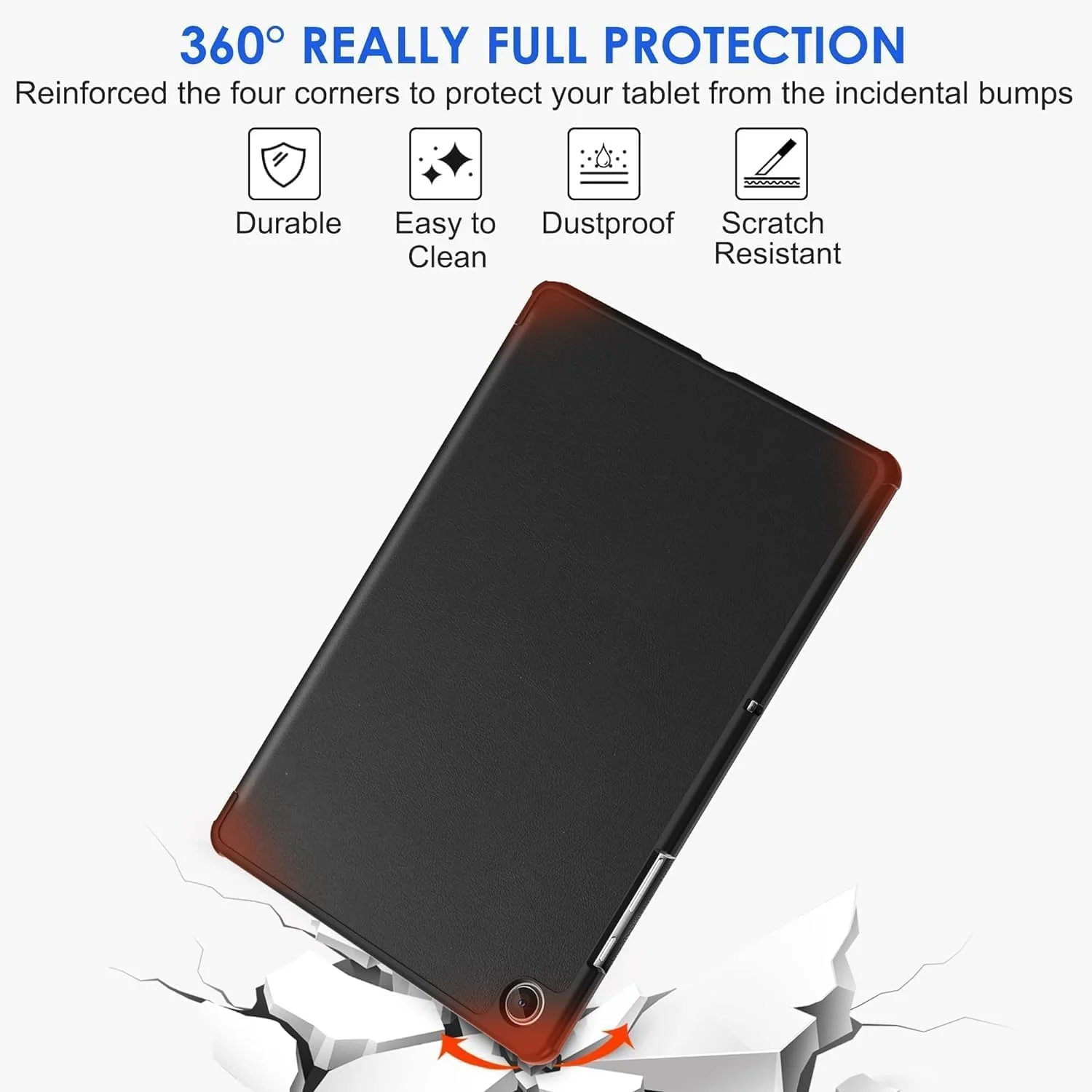 PROTECT  Samsung Tab A9 Protective Tablet Cover, Silcon, Trifold Stand , Auto Wakeup Sleep, Pen Slot, Black, PSTA9BLK - Image 4