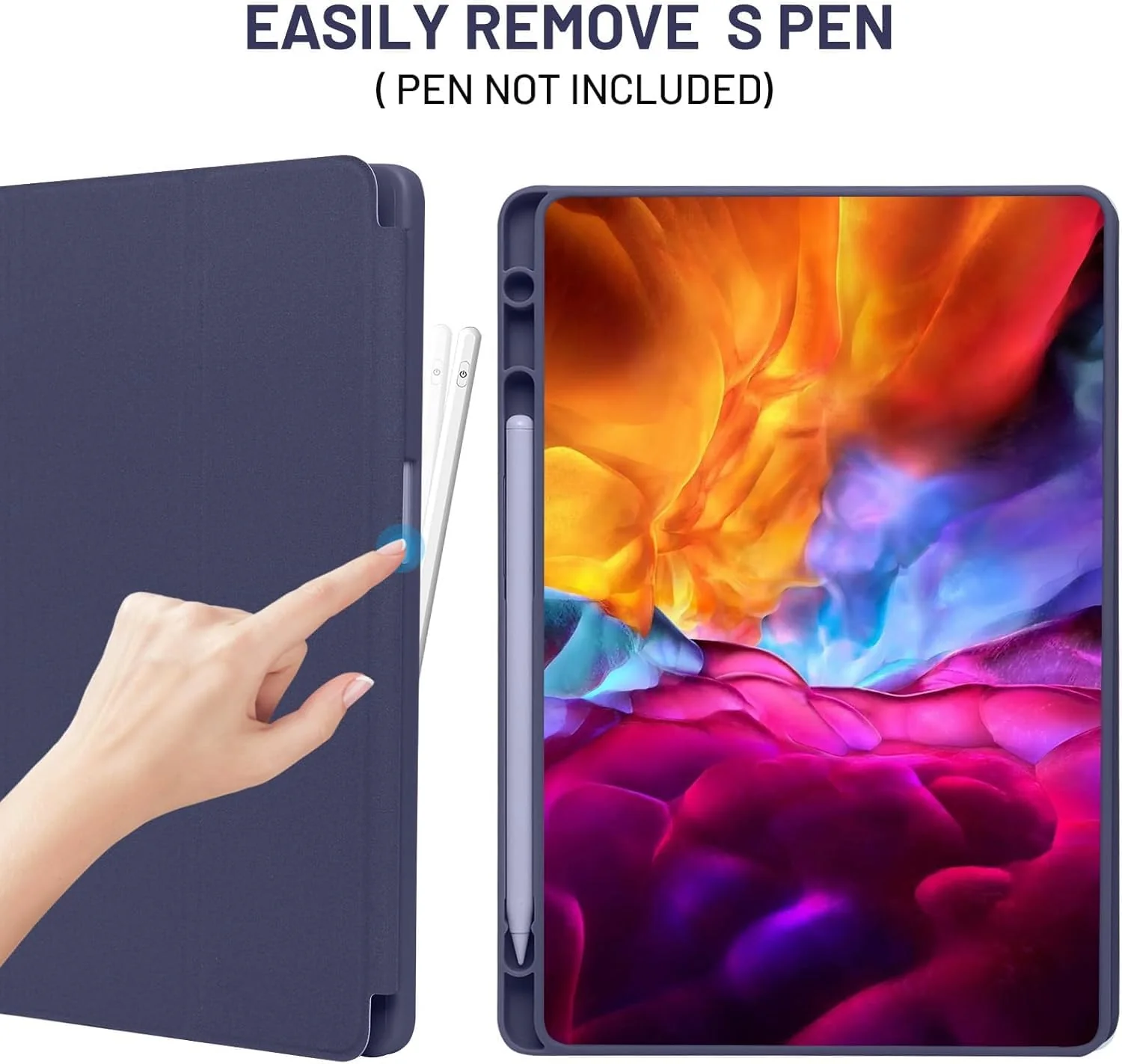 PROTECT  Samsung Tab A9 Protective Tablet Cover, Silcon, Trifold Stand , Auto Wakeup Sleep, Pen Slot, Blue, PSTA9BLU - Image 2