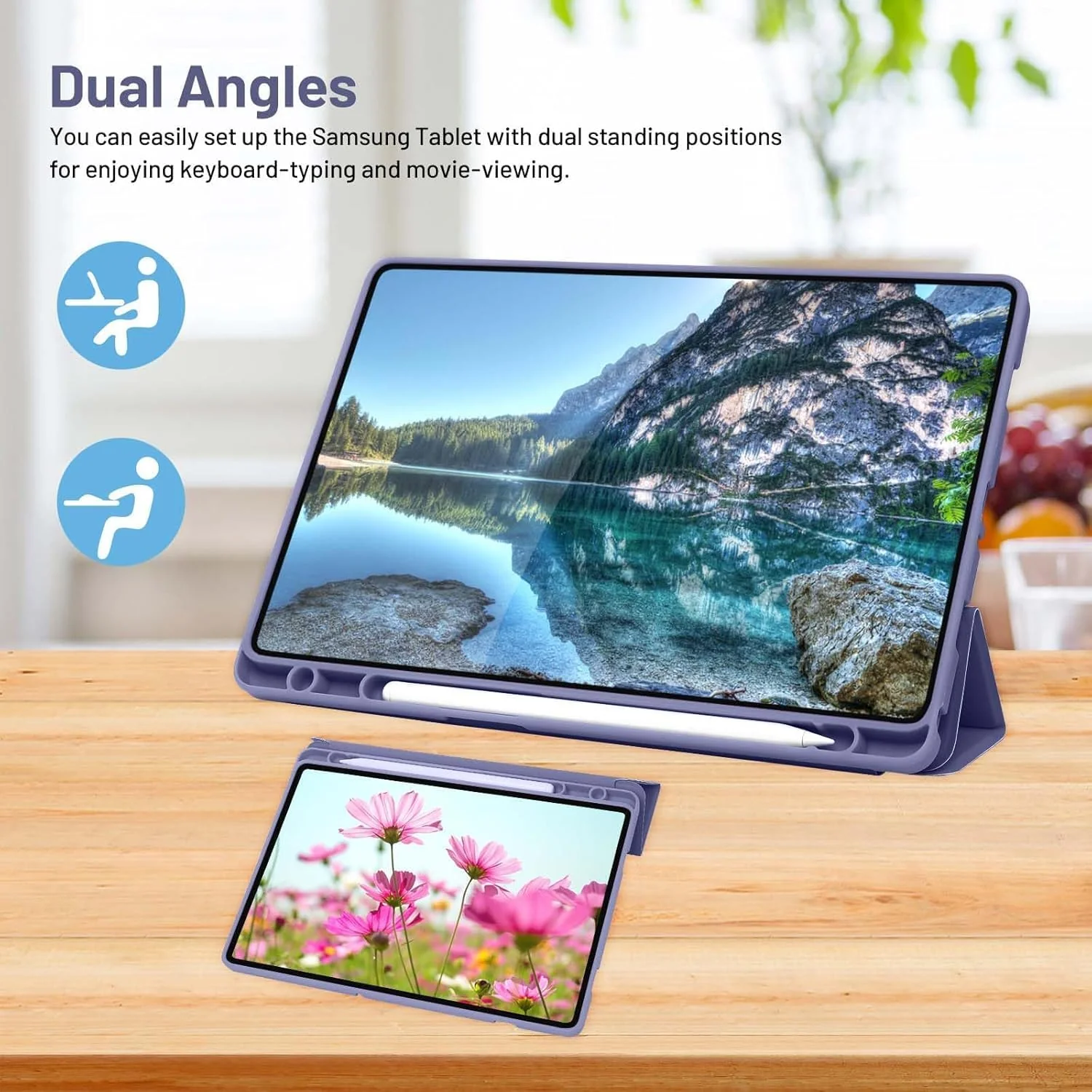 PROTECT  Samsung Tab A9 Protective Tablet Cover, Silcon, Trifold Stand , Auto Wakeup Sleep, Pen Slot, Blue, PSTA9BLU - Image 4