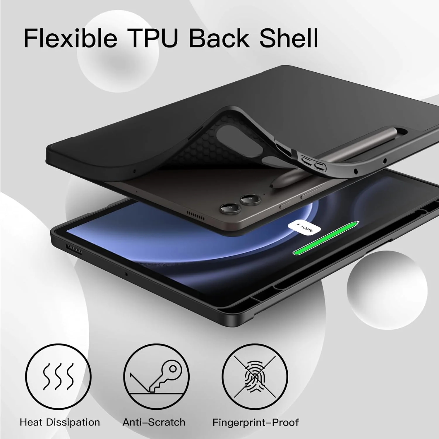 PROTECT Samsung Tab S10 Plus Protective Tablet Cover, Silcon, Trifold Stand , Auto Wakeup Sleep, Pen Slot, Black, PSTS10PBLK - Image 3