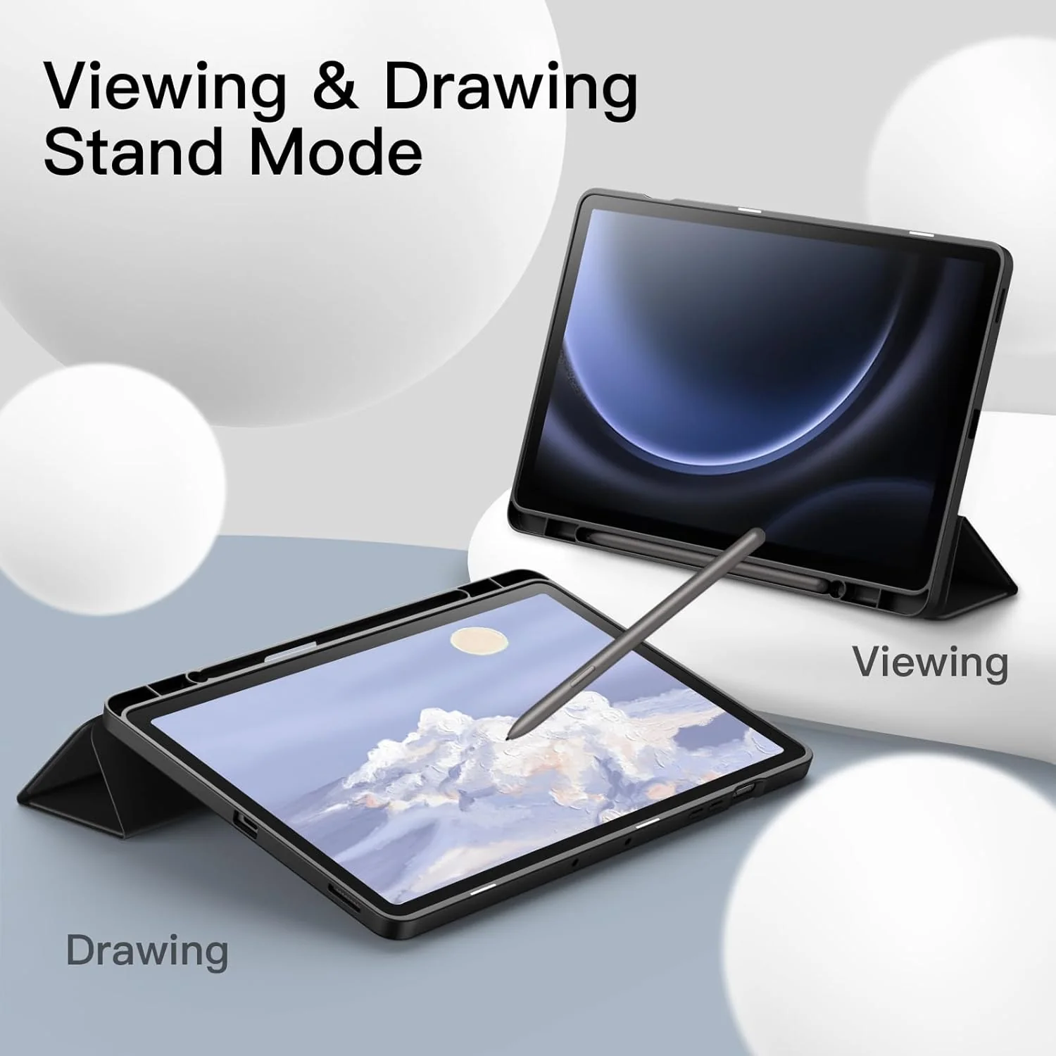 PROTECT Samsung Tab S10 Plus Protective Tablet Cover, Silcon, Trifold Stand , Auto Wakeup Sleep, Pen Slot, Black, PSTS10PBLK - Image 5
