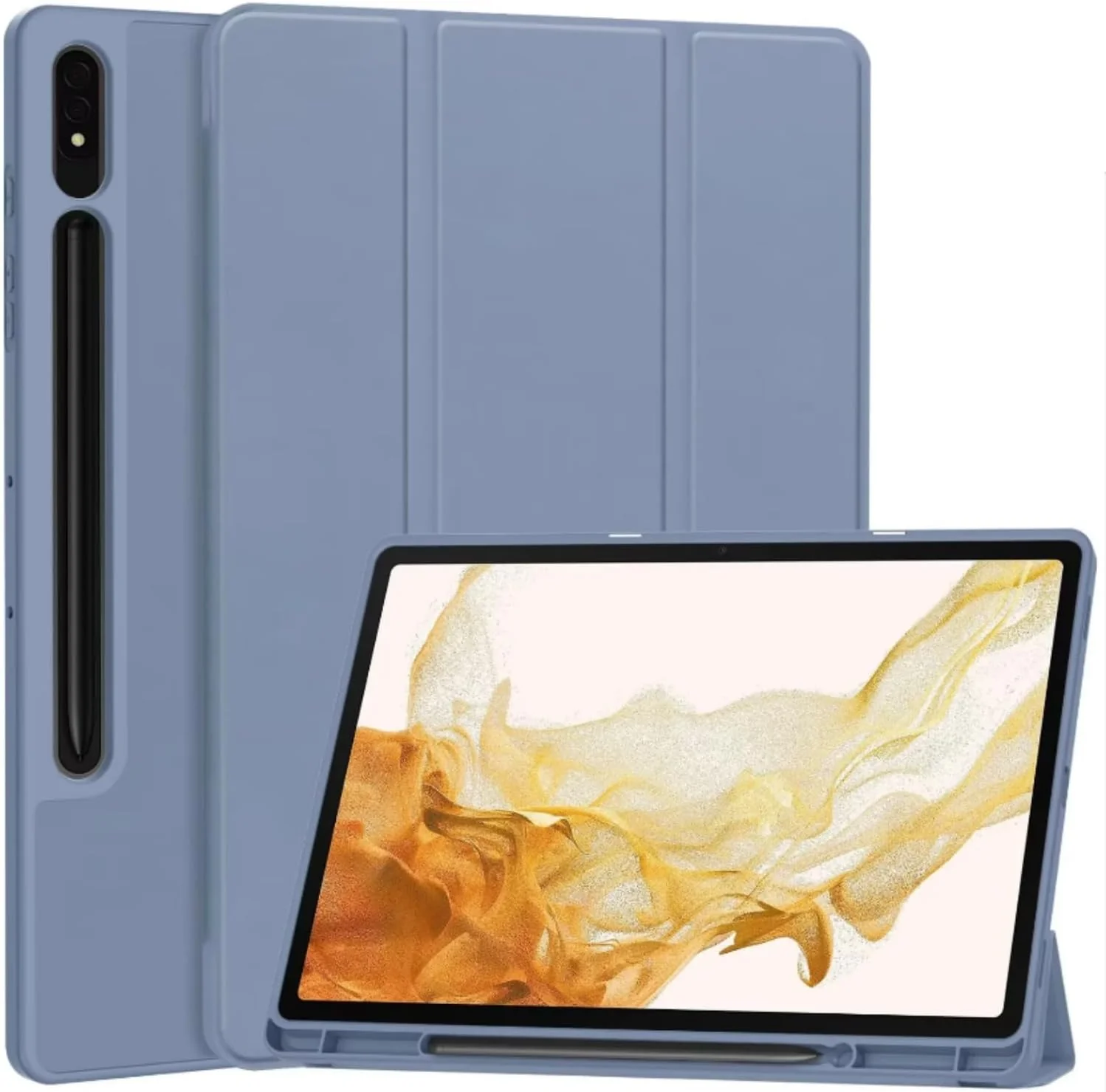 PROTECT Samsung Tab S10 Plus Protective Tablet Cover, Silcon, Trifold Stand , Auto Wakeup Sleep, Pen Slot, Blue, PSTS10PBLU
