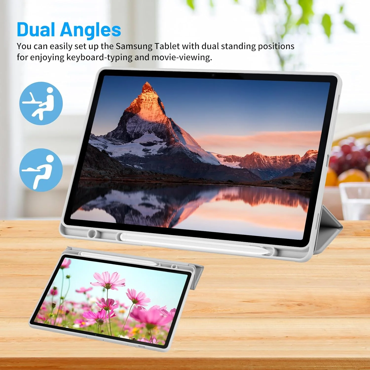 PROTECT  Samsung Tab S10 Plus Protective Tablet Cover, Silcon, Trifold Stand , Auto Wakeup Sleep, Pen Slot, Grey, PSTS10PGRY - Image 4