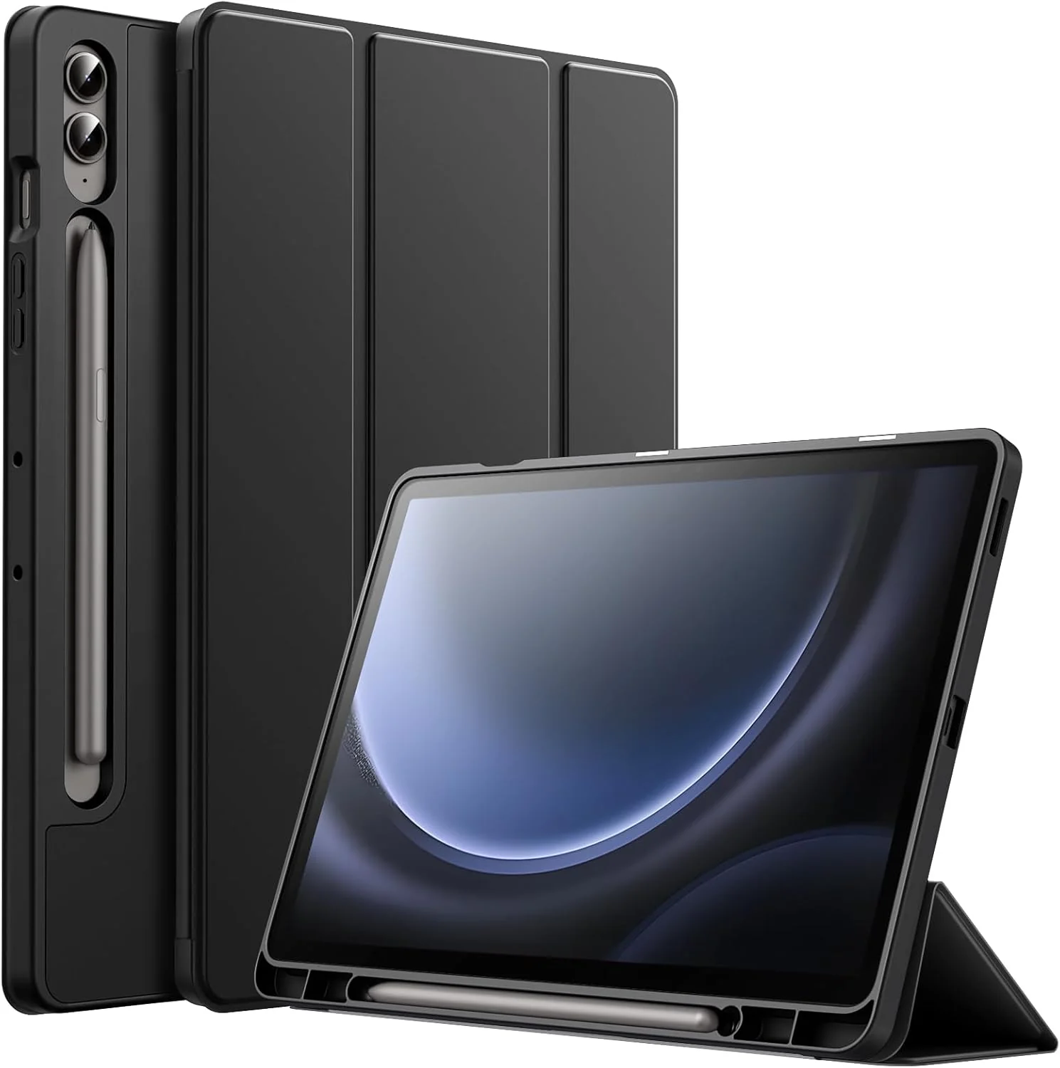 PROTECT Samsung Tab S10 Ultra Protective Tablet Cover, Silcon, Trifold Stand , Auto Wakeup Sleep, Pen Slot, Black, PSTS10UBLK