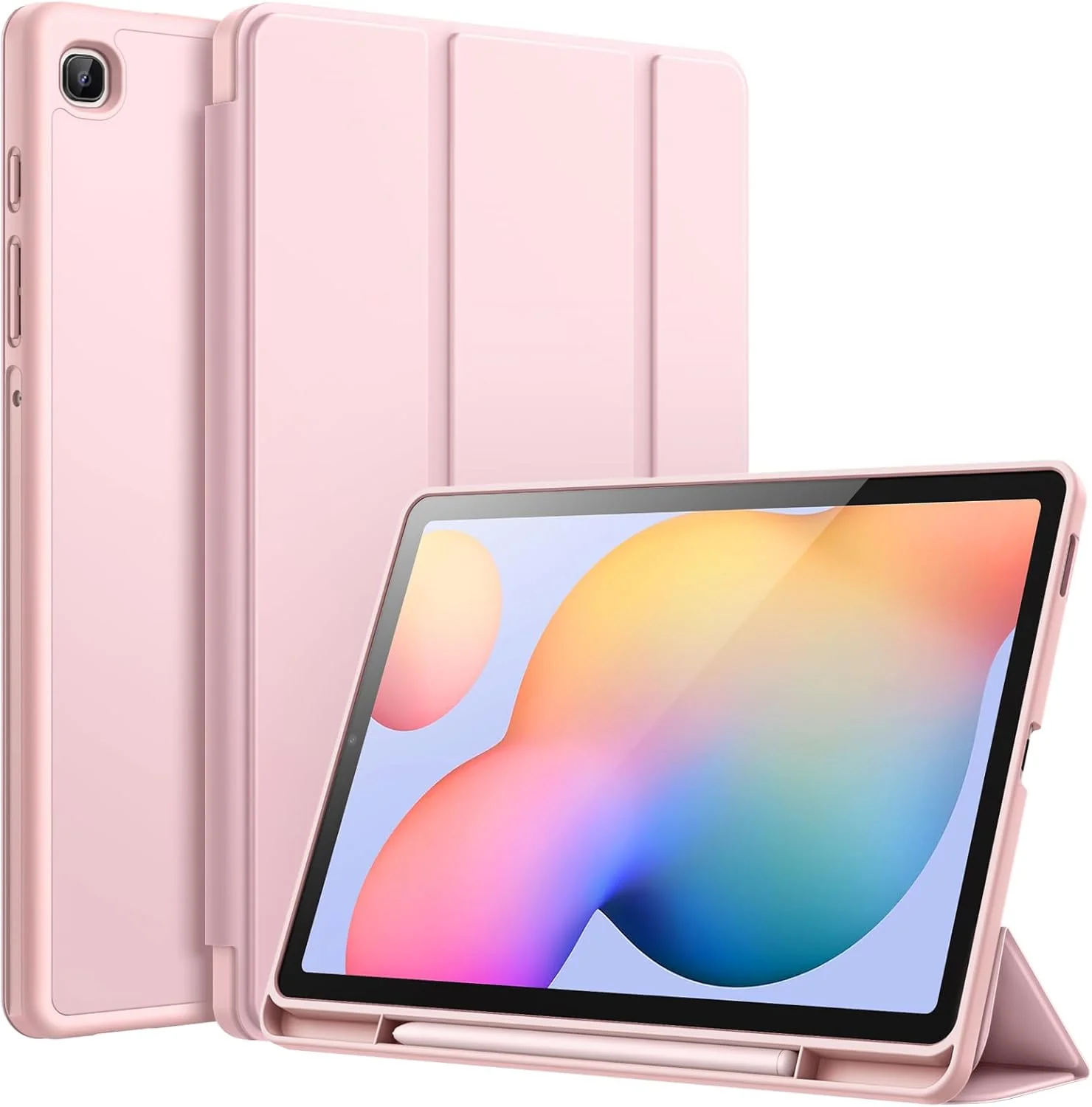 PROTECT  Samsung Tab S6 Lite Protective Ipad Cover, Silcon, Trifold Stand , Auto Wakeup Sleep, Pen Slot, Pink, PSTS6LPNK