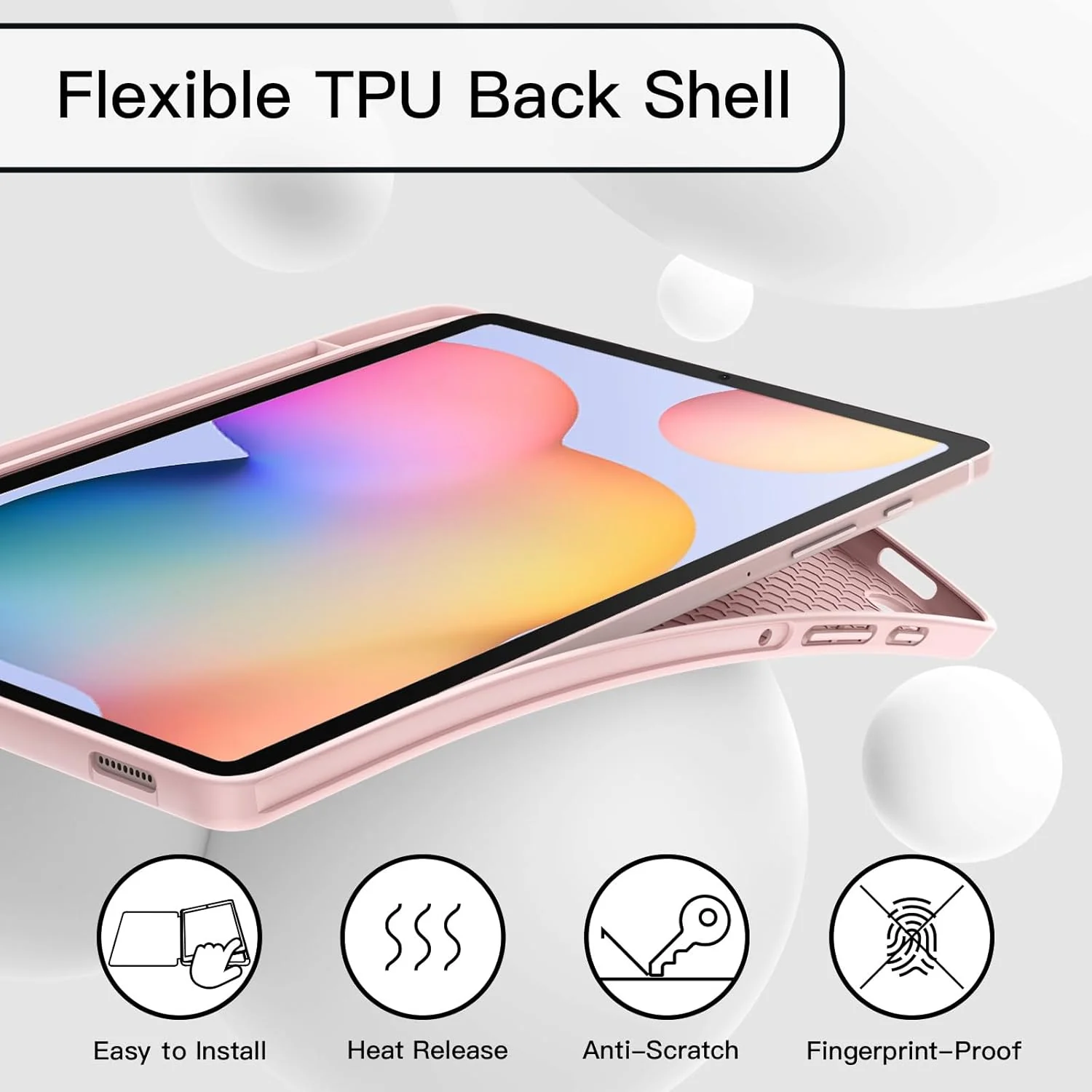 PROTECT  Samsung Tab S6 Lite Protective Ipad Cover, Silcon, Trifold Stand , Auto Wakeup Sleep, Pen Slot, Pink, PSTS6LPNK - Image 2