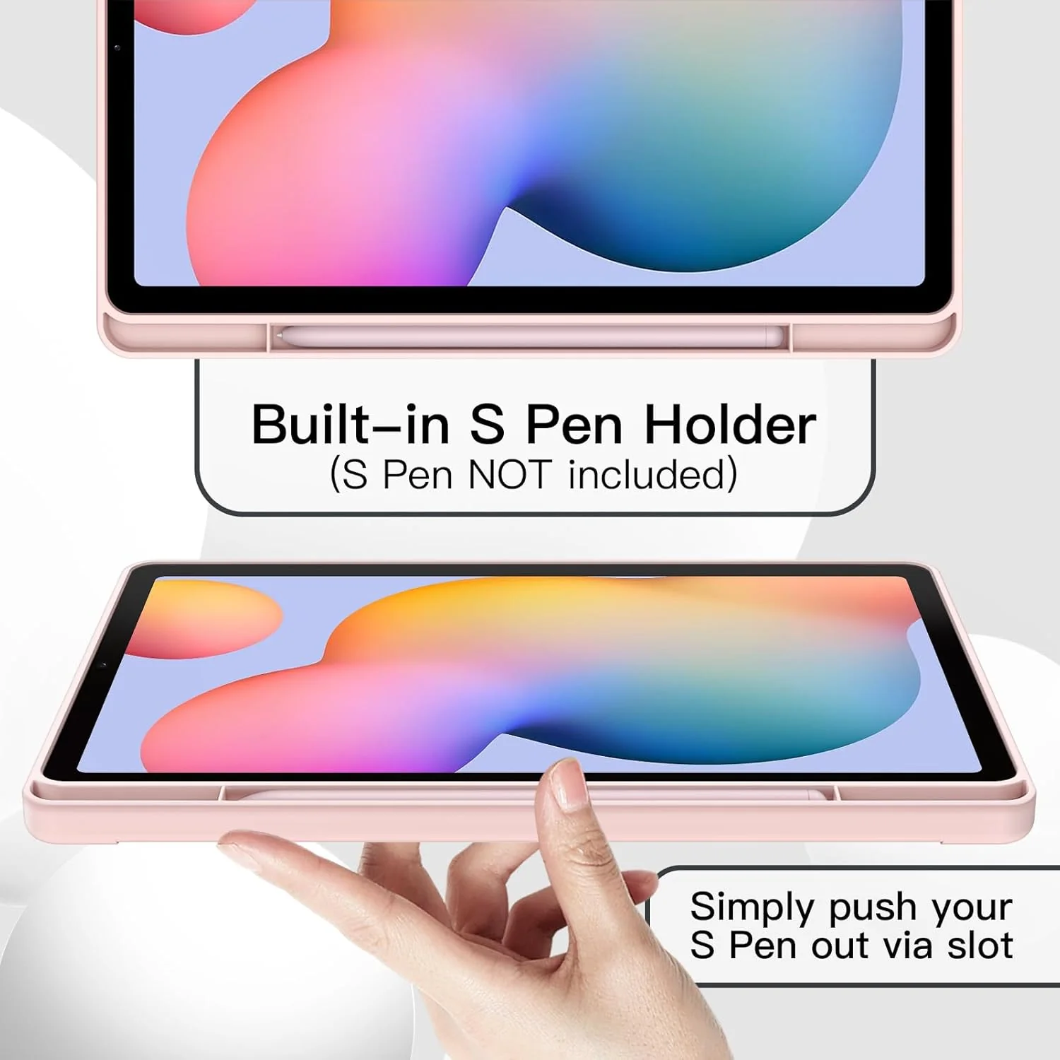 PROTECT  Samsung Tab S6 Lite Protective Ipad Cover, Silcon, Trifold Stand , Auto Wakeup Sleep, Pen Slot, Pink, PSTS6LPNK - Image 4
