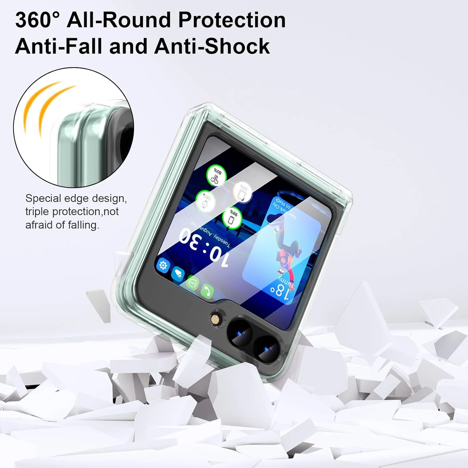 PROTECT Samsung Z Flip 6 Magnetic Phone Case, Anti Scratch, Transparent, Protective, Clear, MSFLP6CLR - Image 2