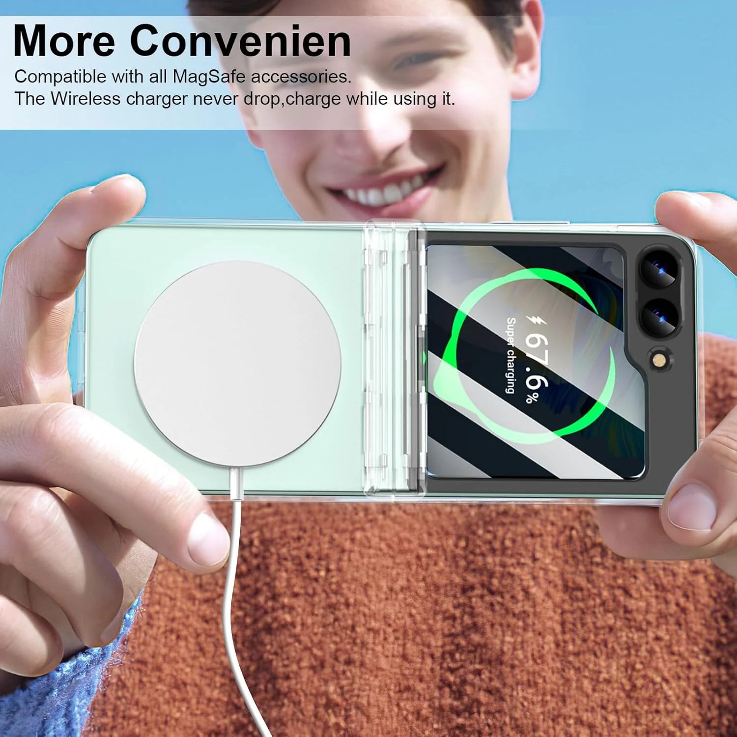PROTECT Samsung Z Flip 6 Magnetic Phone Case, Anti Scratch, Transparent, Protective, Clear, MSFLP6CLR - Image 5