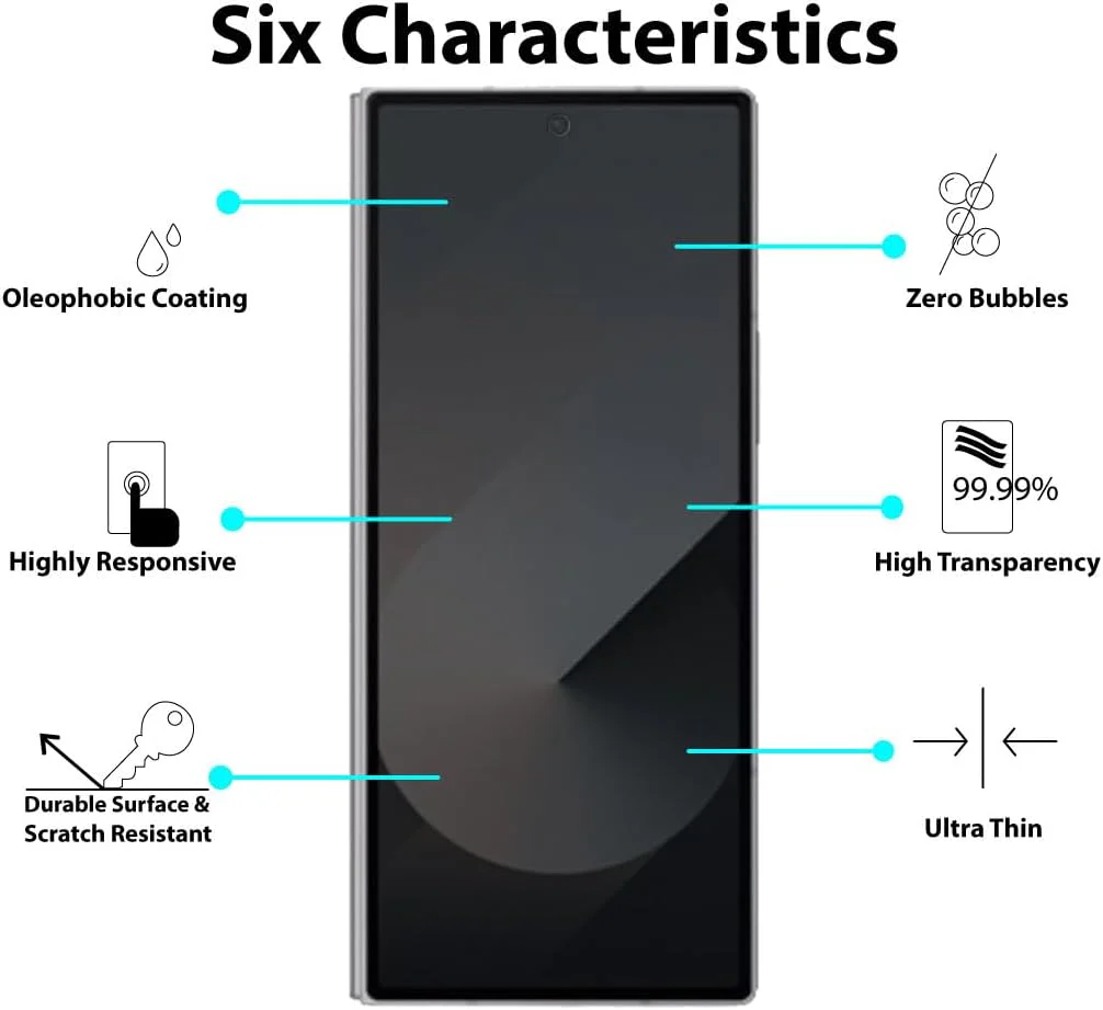 PROTECT  Samsung Z FOLD 6 Privacy Screen Protector,  9D Tempered Glass, Anti Scratch, Matte , Black, PZFLD6 - Image 2