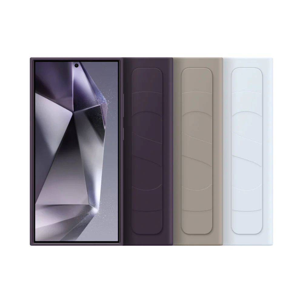 Standing Grip Case Cover for Samsung Galaxy S24 Ultra Taupe - Image 6