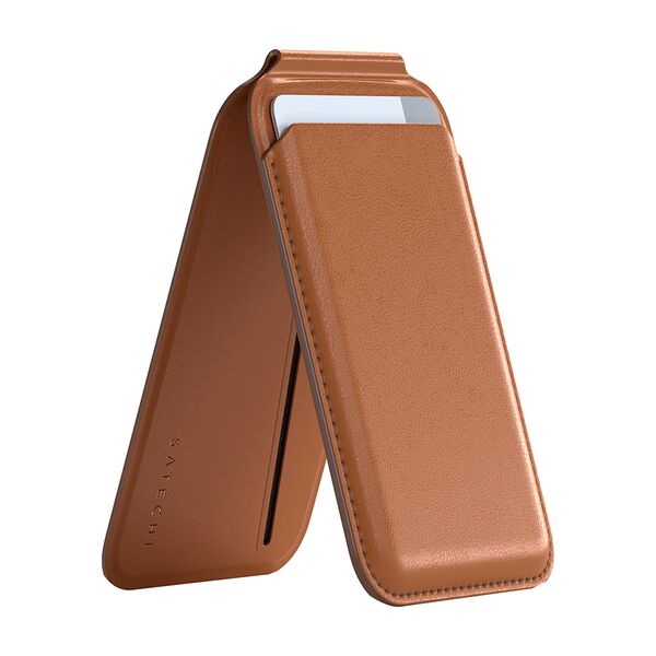 Satechi Vegan-Leather Magnetic Wallet Stand Brown