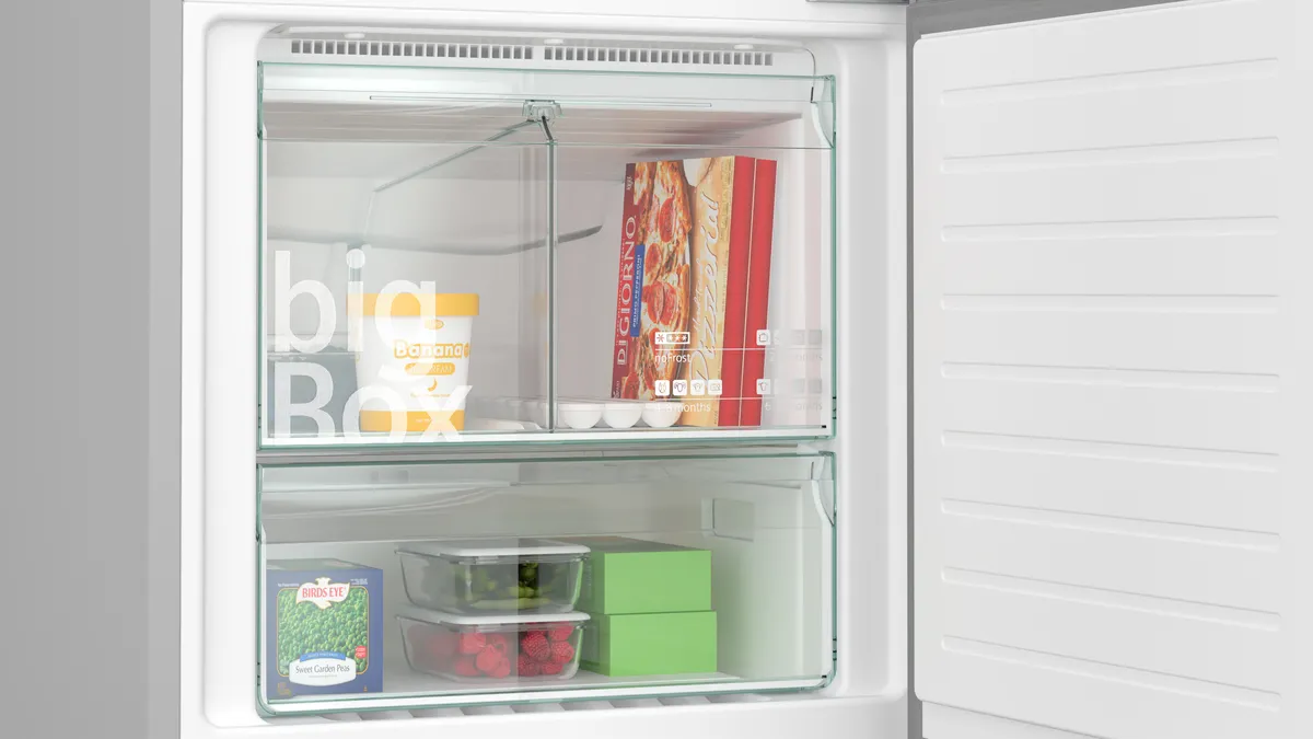 Siemens iQ300 Bottom Freezer Refrigerator, 483 L, Silver Inox, KG55NVLE0M - Image 6