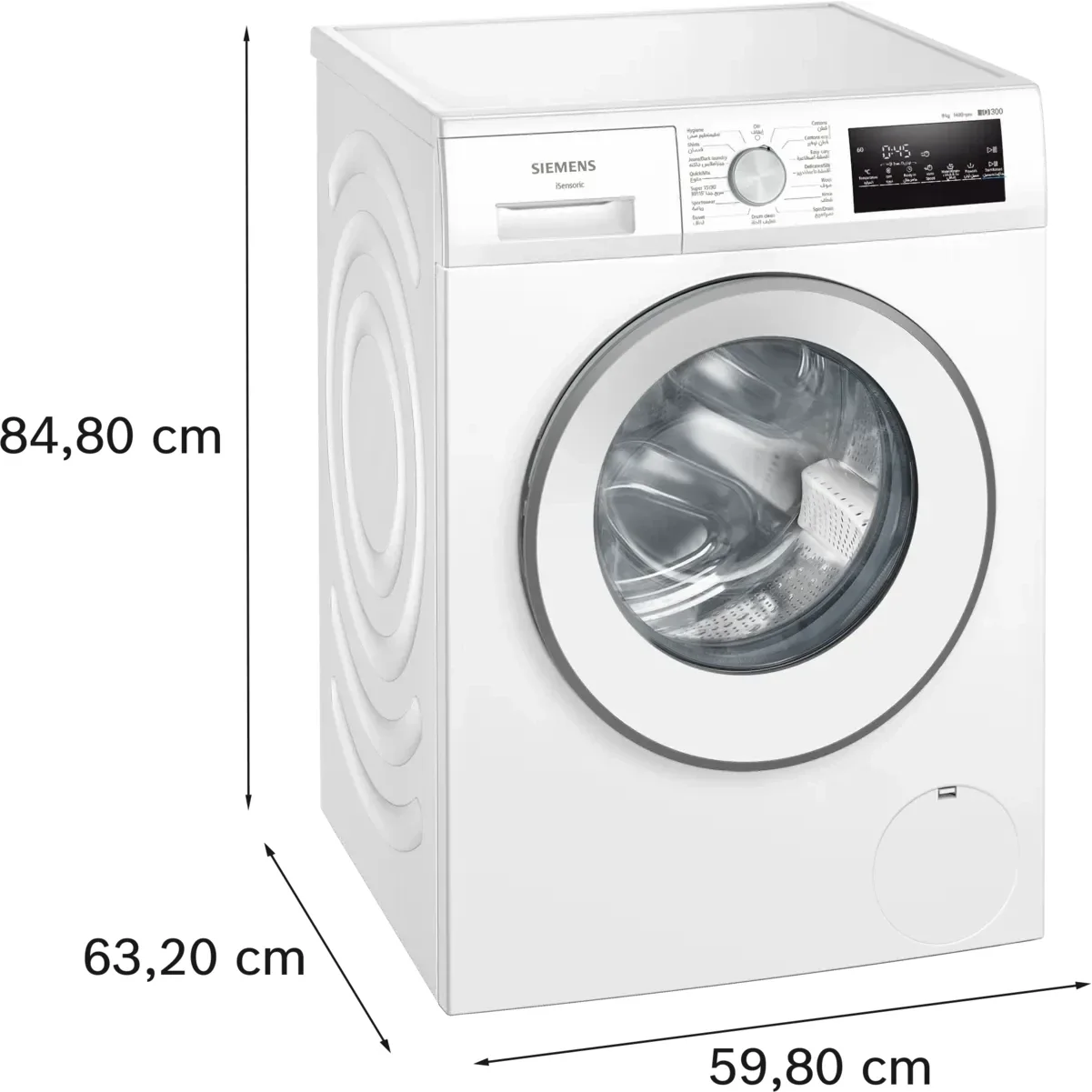 Siemens iQ300 Front Load Washing Machine, 8KG, 1400 RPM, White, WM14U280GC - Image 4