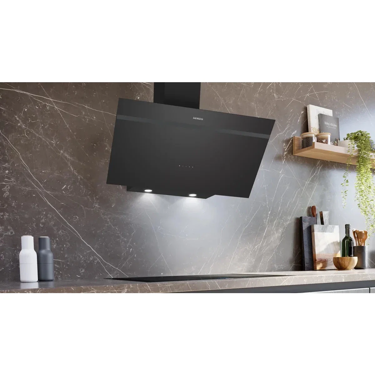Siemens iQ300 Wall-Mounted Cooker Hood 90cm, Black, LC96KPJ60M - Image 2