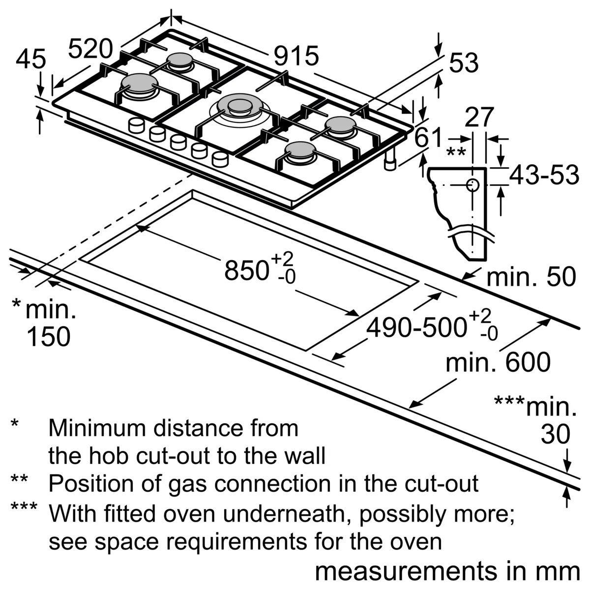 Siemens iQ500 5 Burners Built-in Gas Hob 90cm, Stainless steel, EC9A5RI90M - Image 6