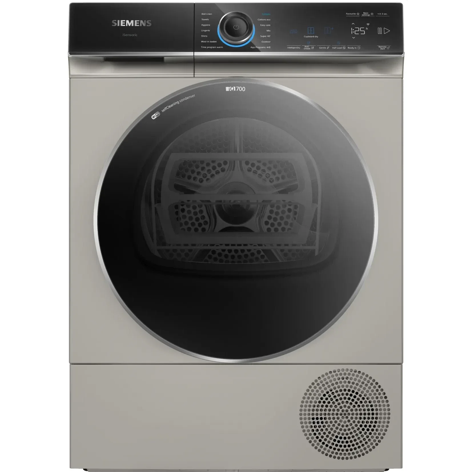 Siemens iQ700 Heat Pump Tumble Dryer 9KG, Wi-Fi, Silver Inox, WQ45B2BXGC