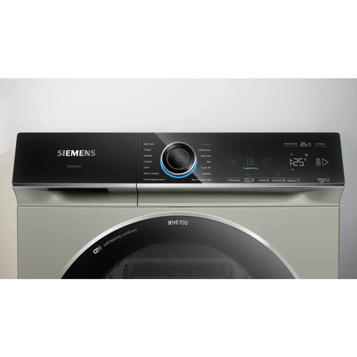 Siemens iQ700 Heat Pump Tumble Dryer 9KG, Wi-Fi, Silver Inox, WQ45B2BXGC - Image 2