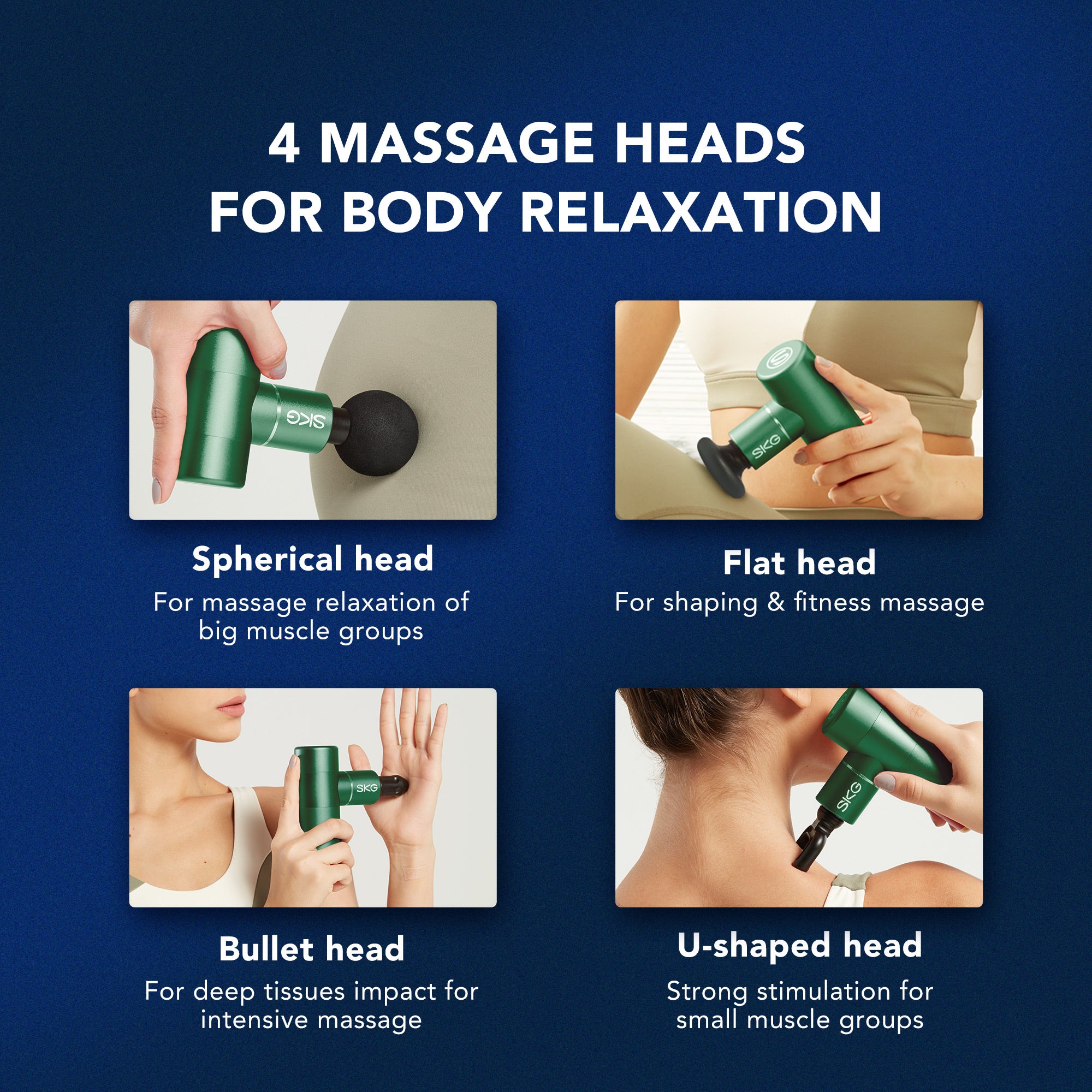 SKG F3-EN Body Massager Green, Electric Muscle Relaxation Massager, Portable Deep Tissue Therapy Device - Image 2