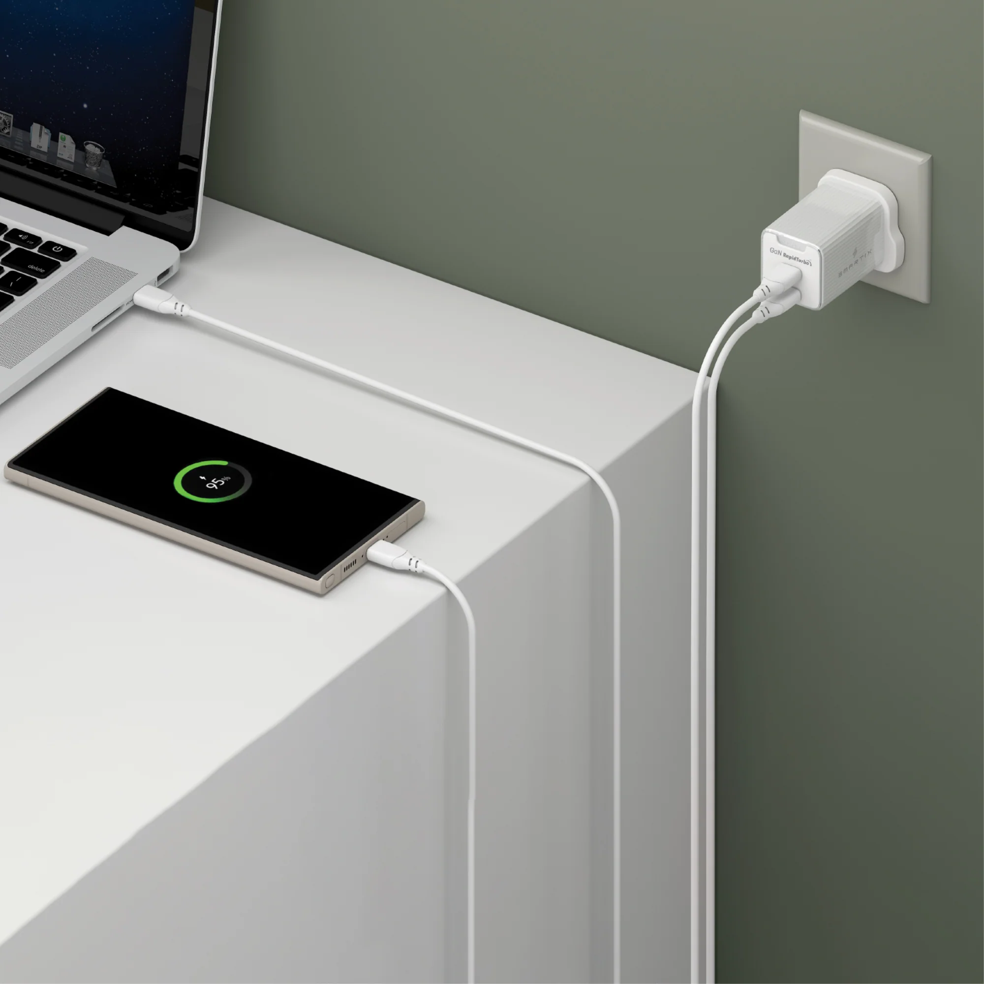 Smartix SXWA65WTE Compact UK Wall Adaptor 65W GaN White - Image 4