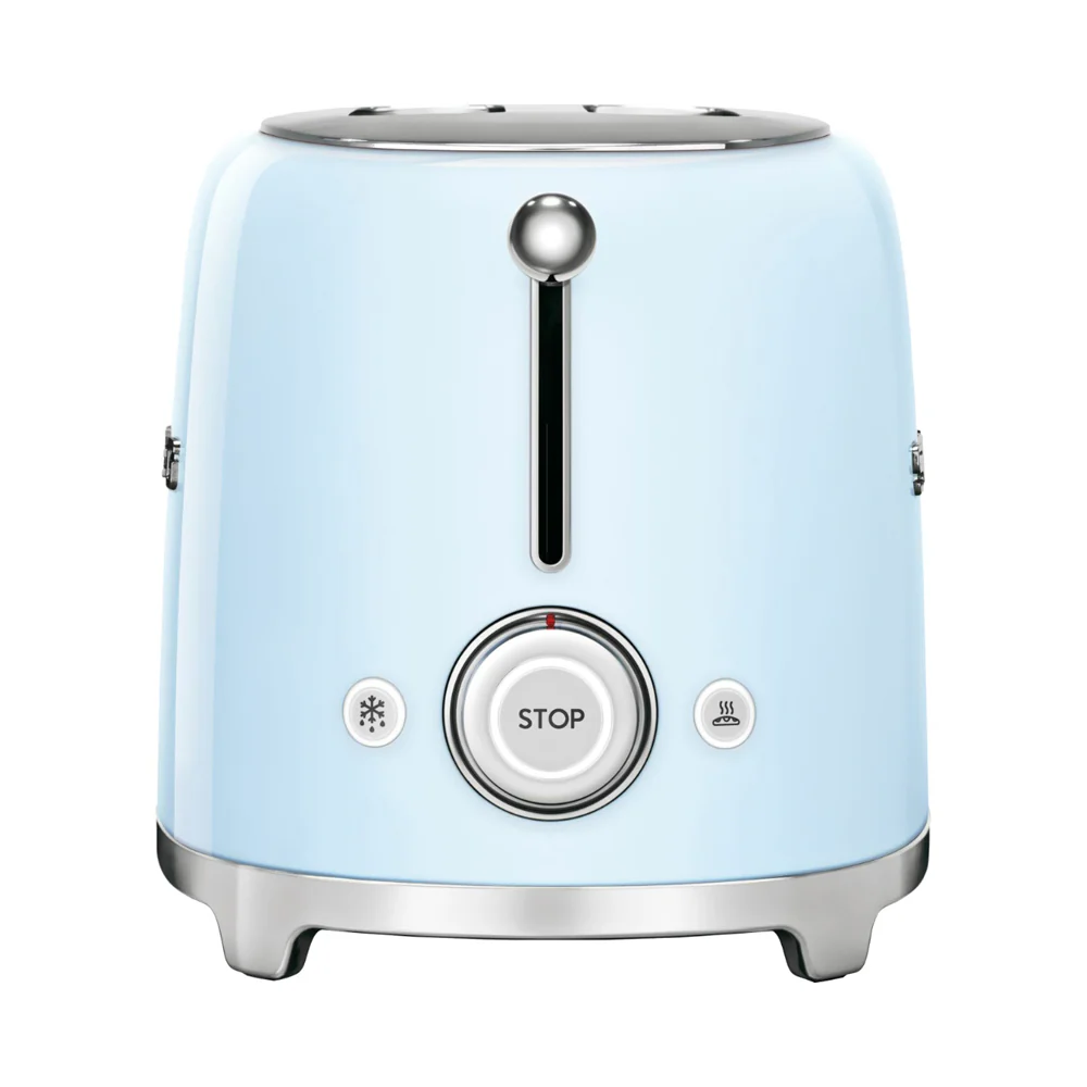 Smeg TSF01PBUK, 50's Retro Style 2 Slice Toaster,6 Browning Levels,2 Extra Wide Bread Slots, Defrost and Reheat Functions, Removable Crumb Tray, Pastel Blue - Image 3