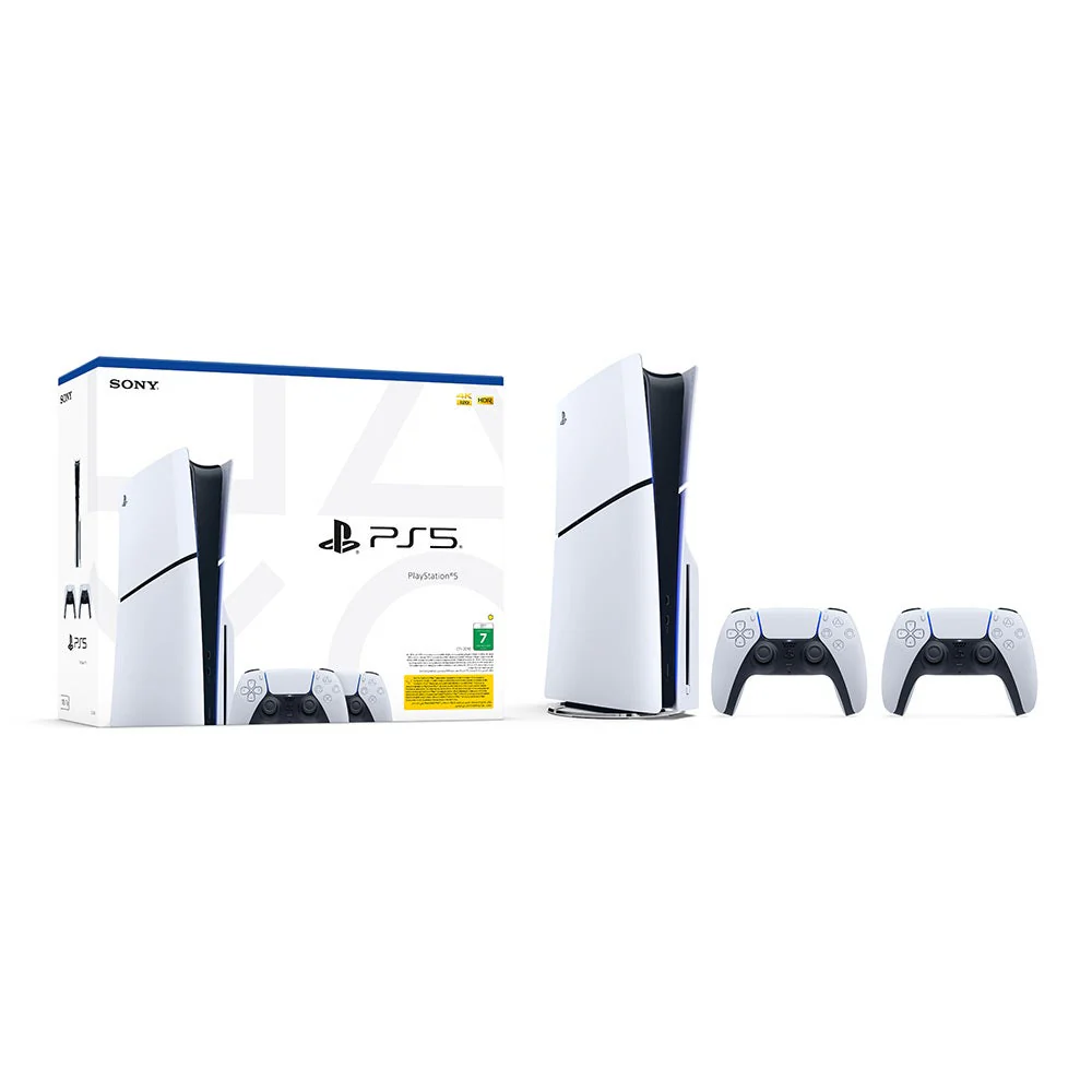 Sony PlayStation PS5 Slim Console (Disc Edition) + Extra DualSense Controller (Bundle)