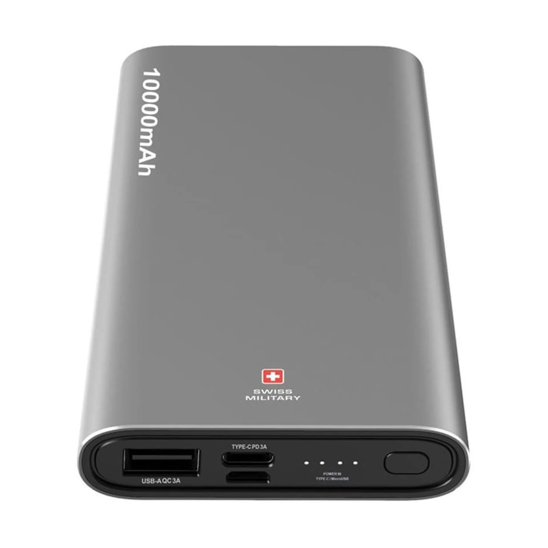 Swiss Military 10000mAh 35W Power Bank with Built-in Cable – Silver - Image 2