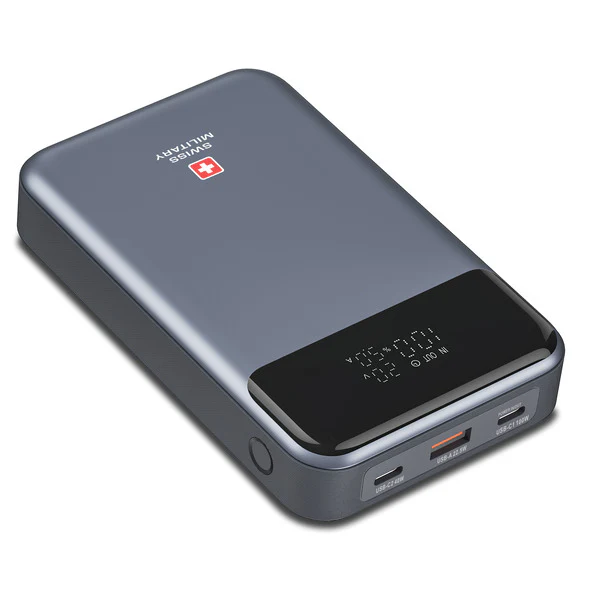 Swiss Military 20000mAh Power Bank 140W Fast Charging – Gray - Image 2