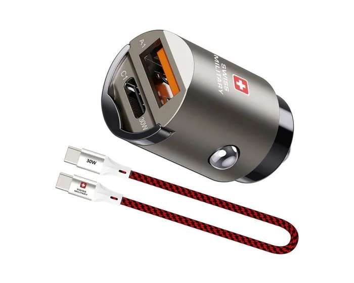 Swiss Military 30W Fast Car Charger with USB-C & USB-A - Image 2