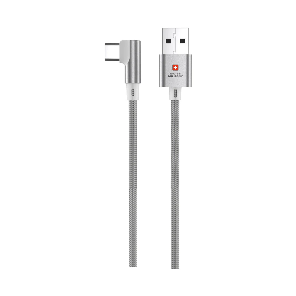 Swiss Military Braided Usb-A To Type-C Data Sync and Charging Cable 2M White