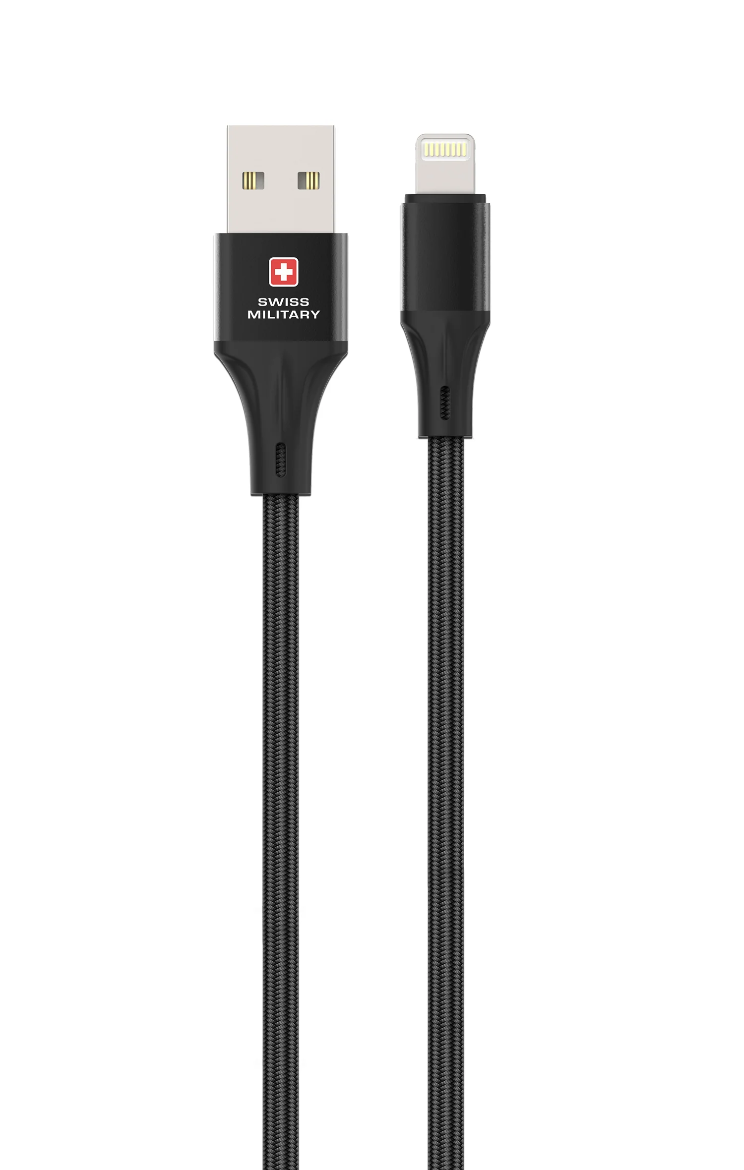 Swiss Military USB-A to Lightning Fast Charging Cable 20W Braided 2M Black - Image 2