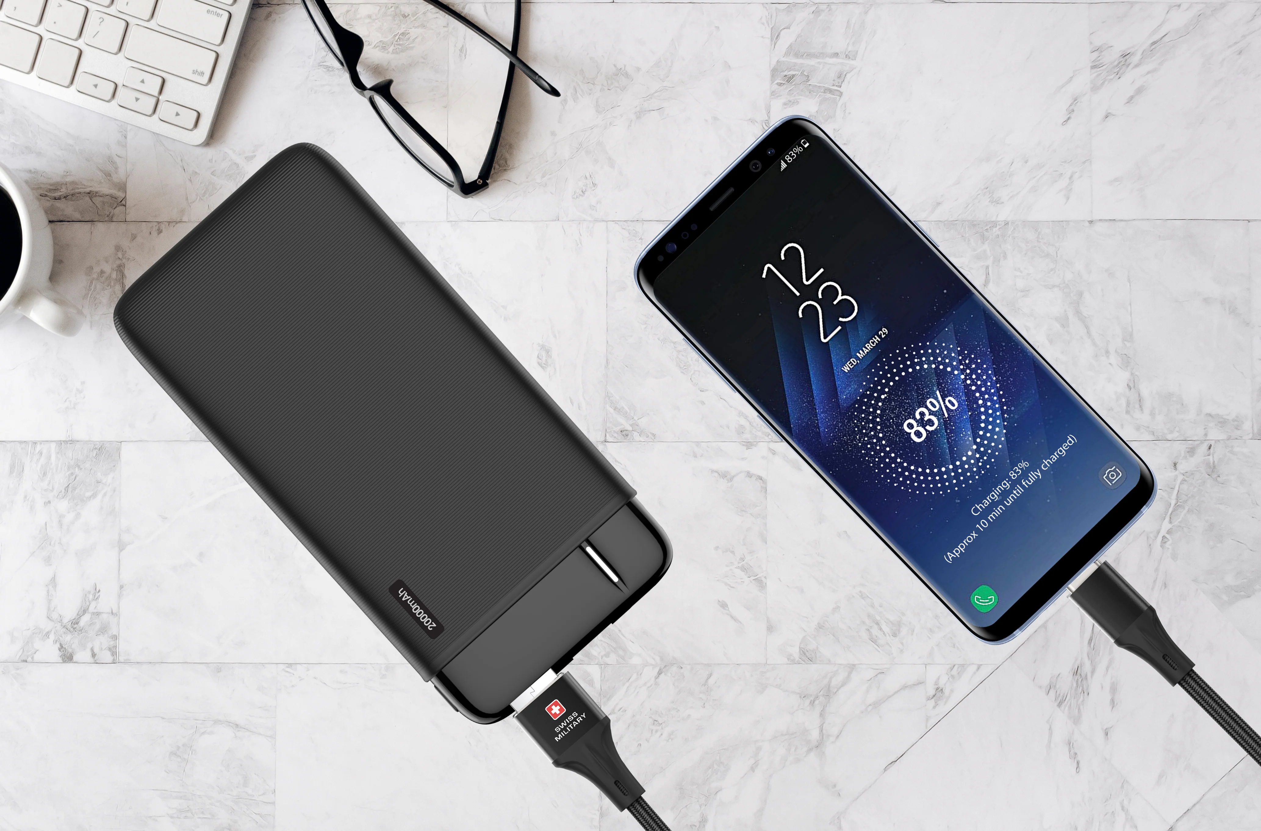 Swiss Military USB-A to USB-C Fast Charging Cable 60W Premium Braided 2M Black - Image 2