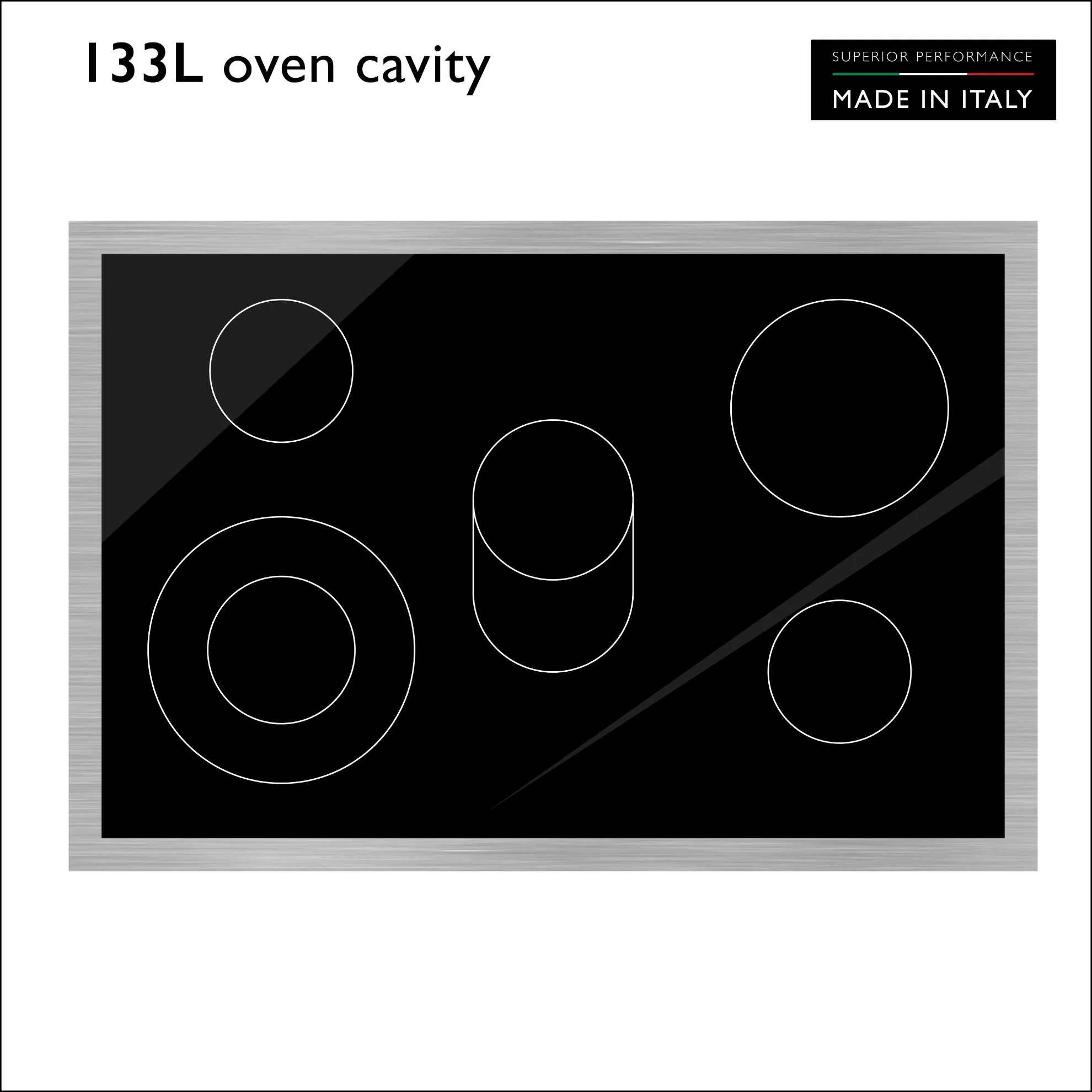 Tecnogas Superiore Cooker 133 Litre, Schott Ceran Ceramic, Full Safety, Easy-Clean Oven, Electric oven, Silver, N1X96EVTC - Image 4