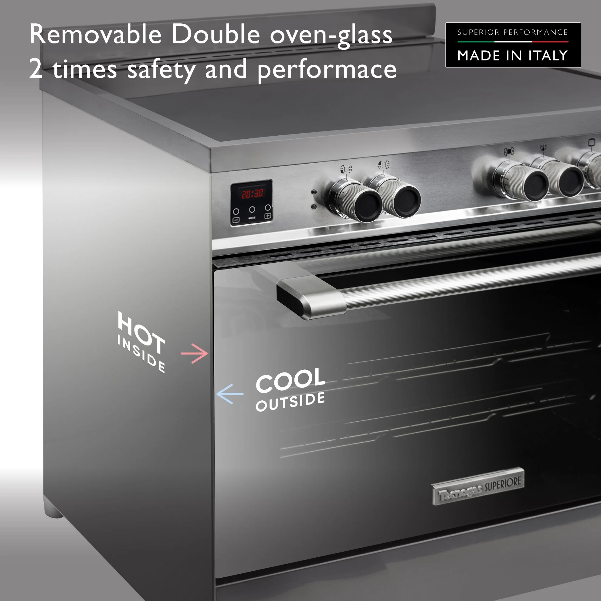 Tecnogas Superiore Cooker 133 Litre, Schott Ceran Ceramic, Full Safety, Easy-Clean Oven, Electric oven, Silver, N1X96EVTC - Image 7