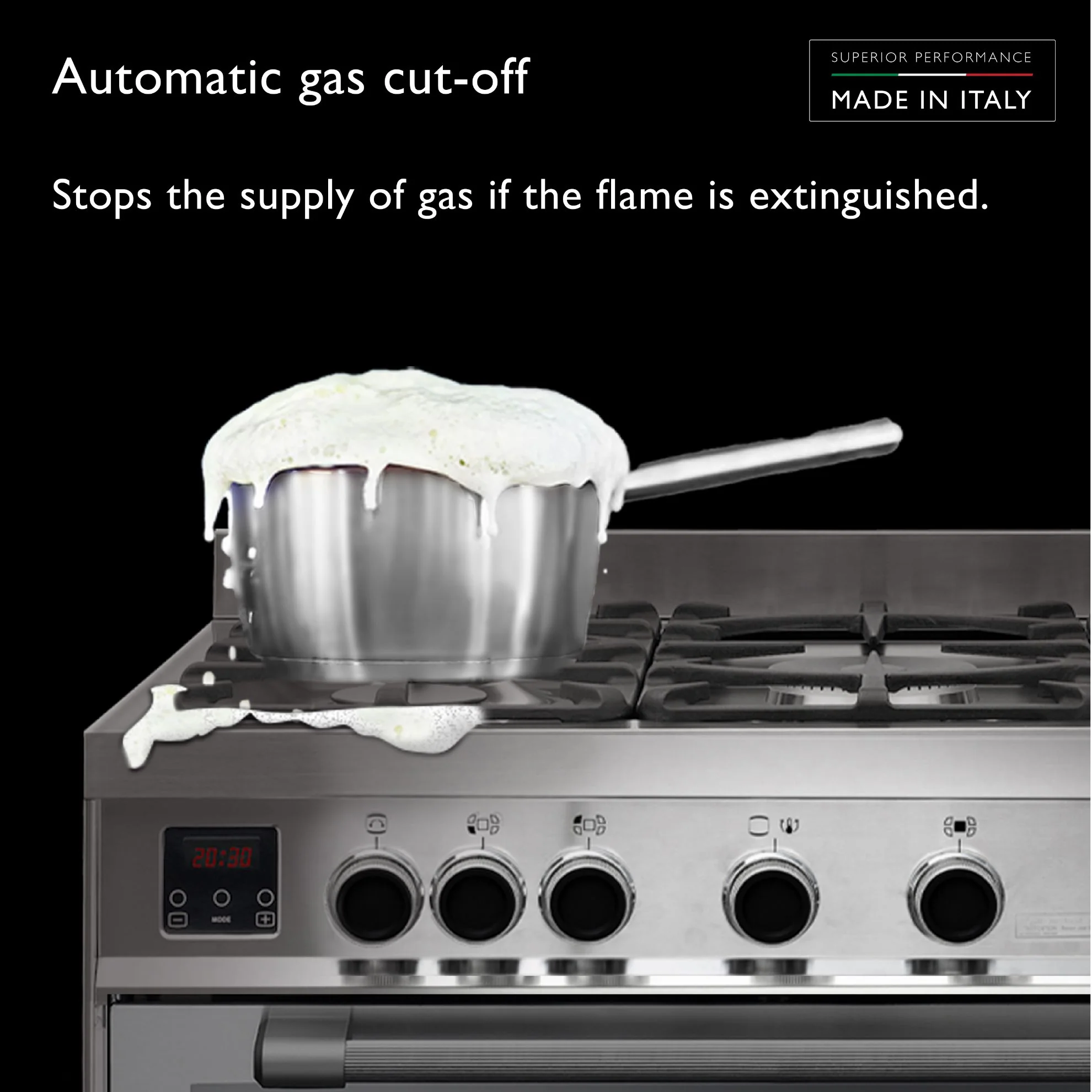 Tecnogas Superiore Cooker 170 Litre, Sabaf Burner, Full Safety, Easy-Clean Oven, Gas oven, Silver, NG170X96G5VC - Image 6