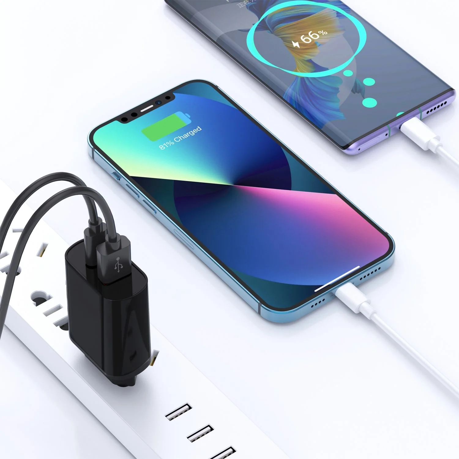 WiWU Quick 20W+18W PD+QC UK Fast Charger With USB to Type-C Cable, Black - Image 2