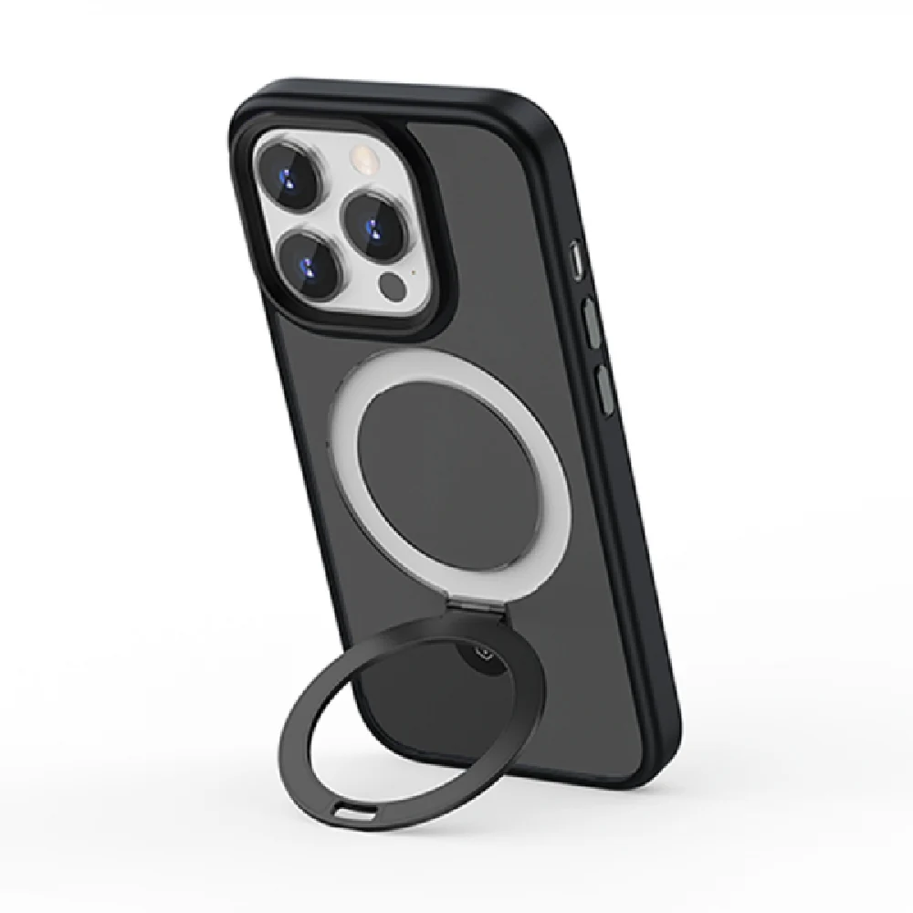 WiWU Magnetic Premium Phone Case with Alloy Stand for iPhone 15 Pro Max, Black - Image 3