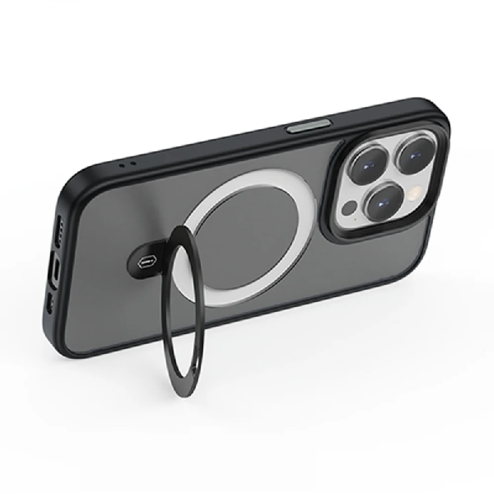 WiWU Magnetic Premium Phone Case with Alloy Stand for iPhone 15 Pro Max, Black - Image 4